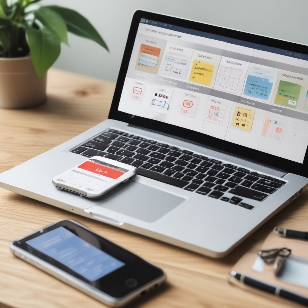 Laptop and phone with scheduling app